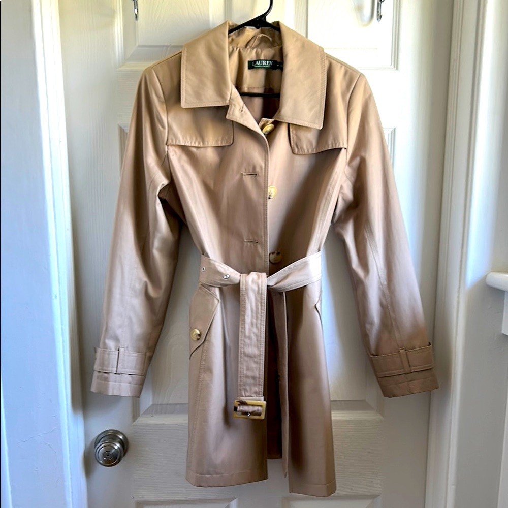 Ralph Lauren London Fog Tan Trench Coat Rain Coat Classic Style Medium